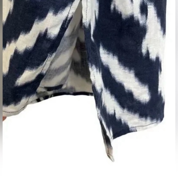 Jones New York Signature Navy Blue White 100% Linen Embroidered Tunic Top Size M - Picture 5 of 9
